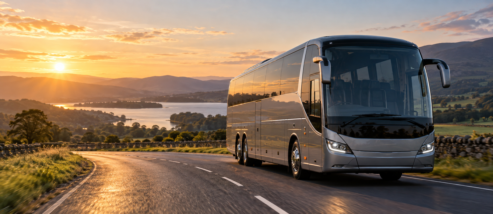 A clean modern executive coach ready for a day trip