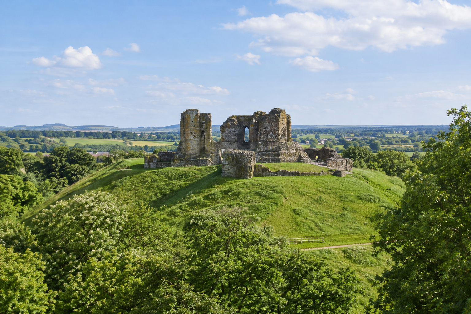 Stafford Castle overlooking the Staffordshire countryside